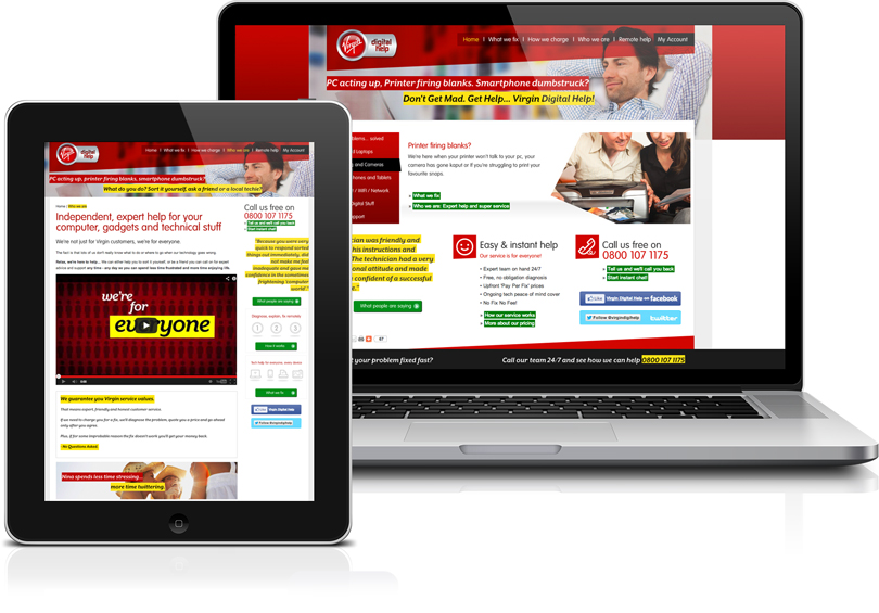 Virgin Digital Help website