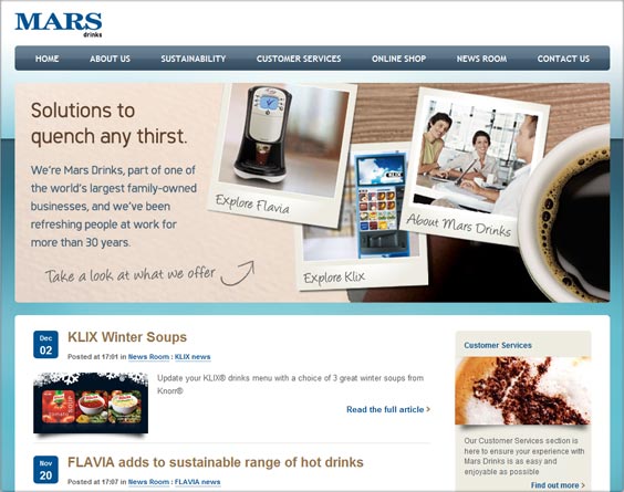 Mars Drinks website
