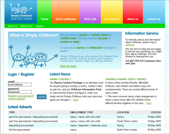 Simply Childcare website